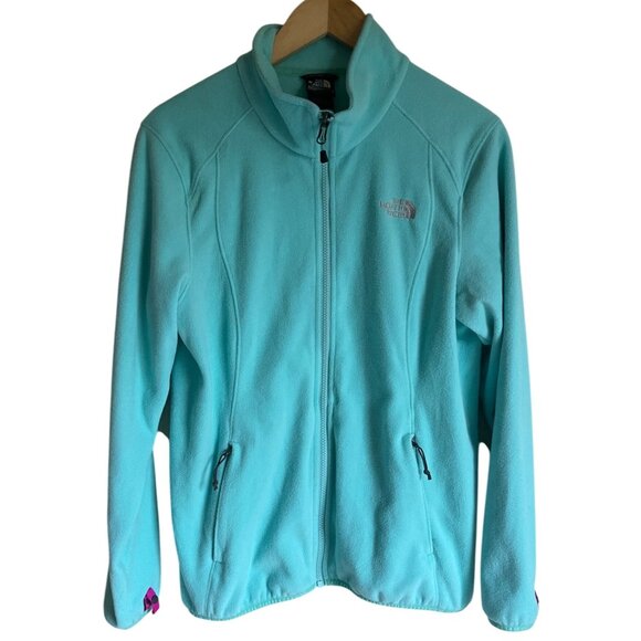 The North Face Interchange Turquoise Gray Fleece Jacket Women's Large Liner - Picture 1 of 6